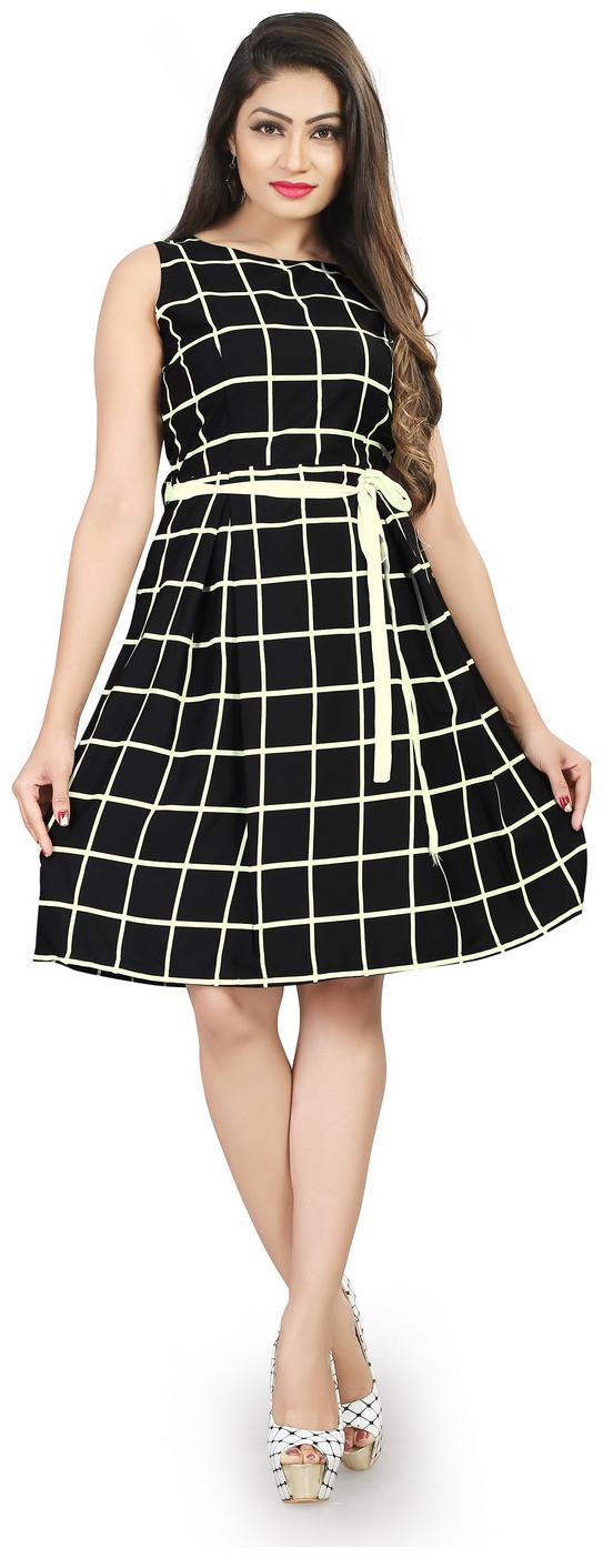 

Dsk Studio Black Printed Fit flare dress