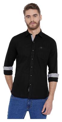 

Duke Men Black Solid Regular Fit Casual Shirt