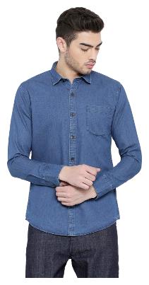 

Duke Men Blue Solid Slim Fit Casual Shirt
