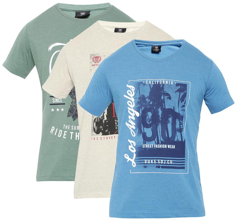 

Duke Men Blue Regular fit Cotton Blend Round neck T-Shirt - Pack Of 3