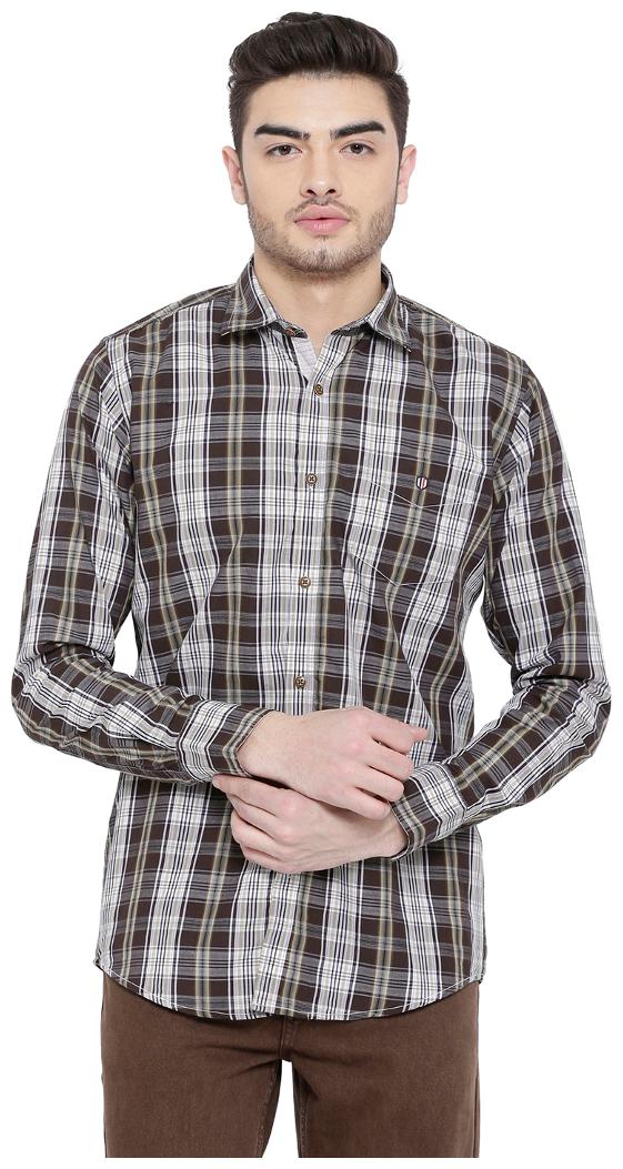 

Duke Men Brown Checked Slim Fit Casual Shirt