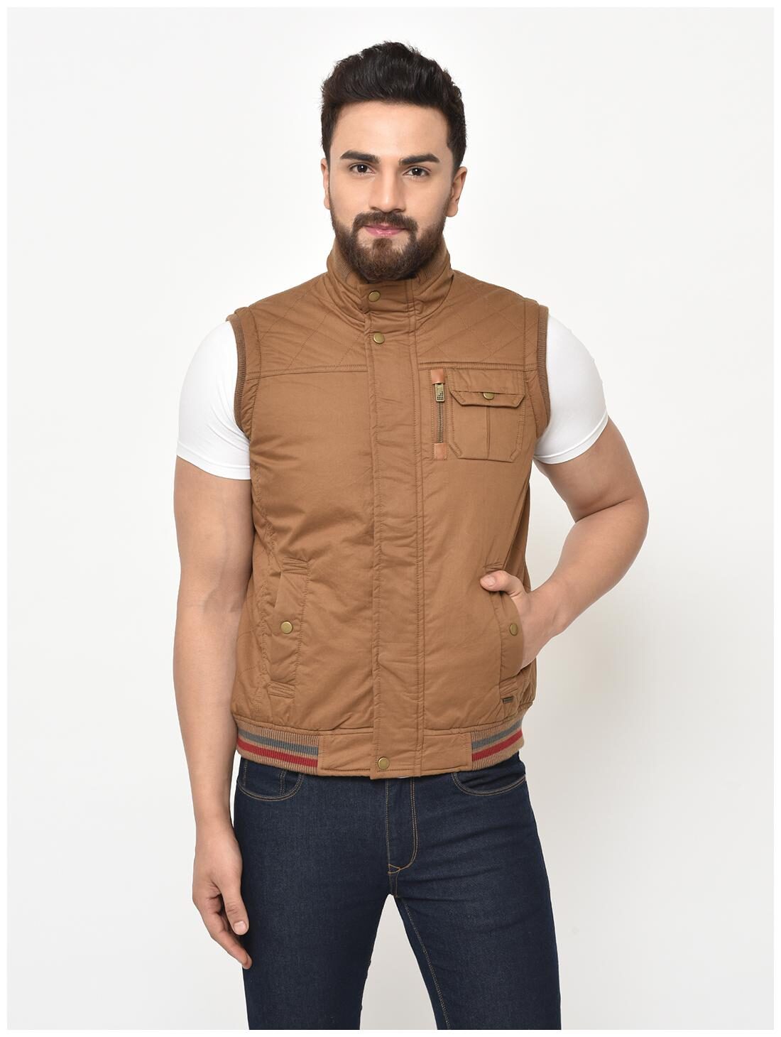 

Duke Men Beige Solid Bomber jacket