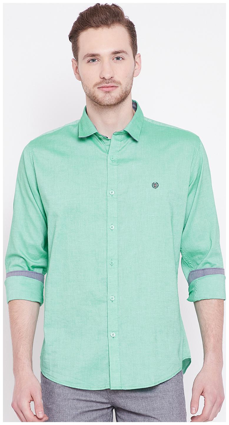 

Duke Men Green Solid Slim Fit Casual Shirt