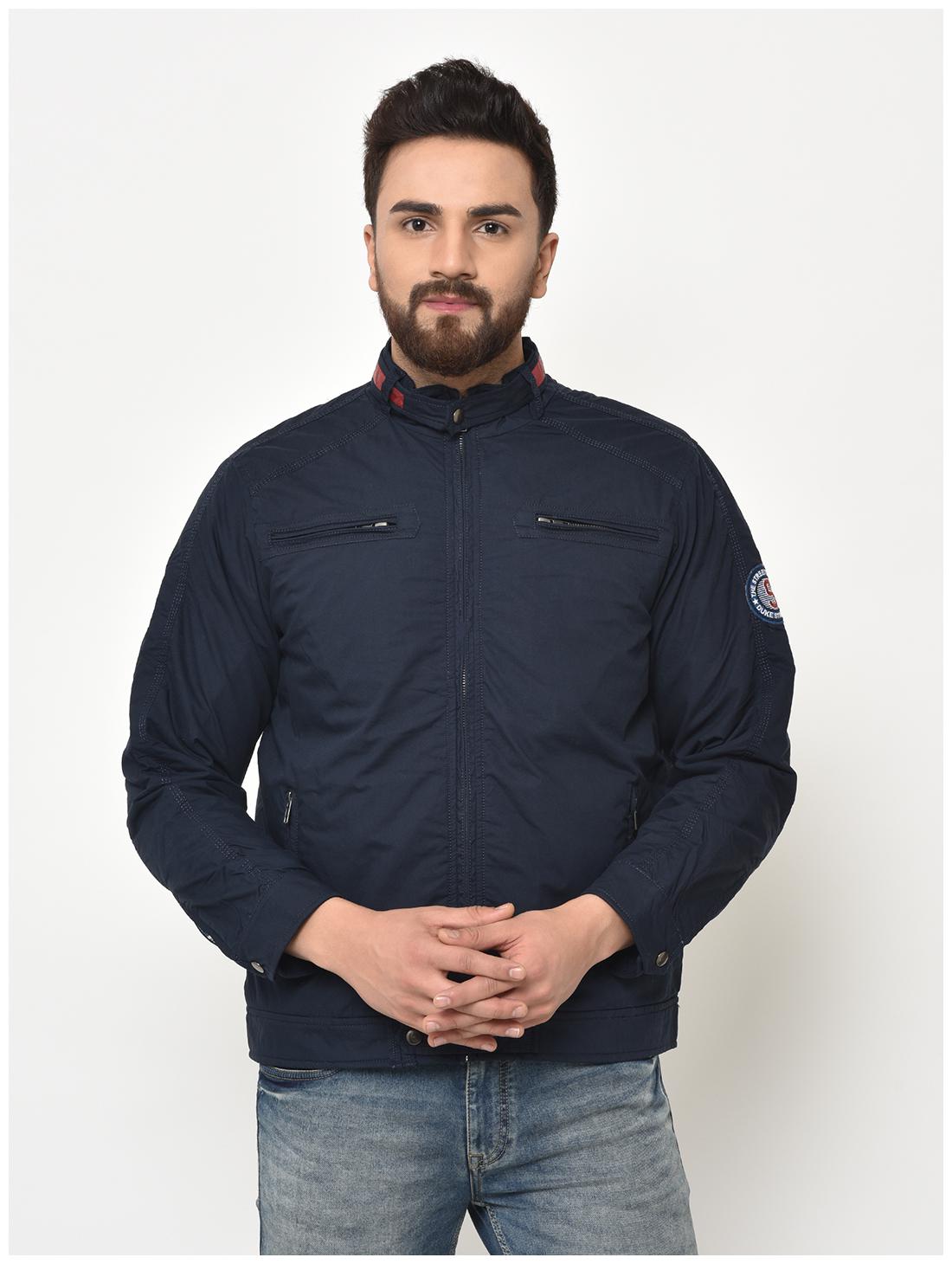 

Duke Men Blue Solid Bomber jacket
