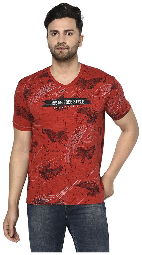 

Duke Men Red Regular fit Cotton V neck T-Shirt - Pack Of 1