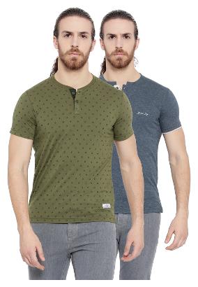 

Duke Men Multi Regular fit Cotton Blend Henley neck T-Shirt - Pack Of 2