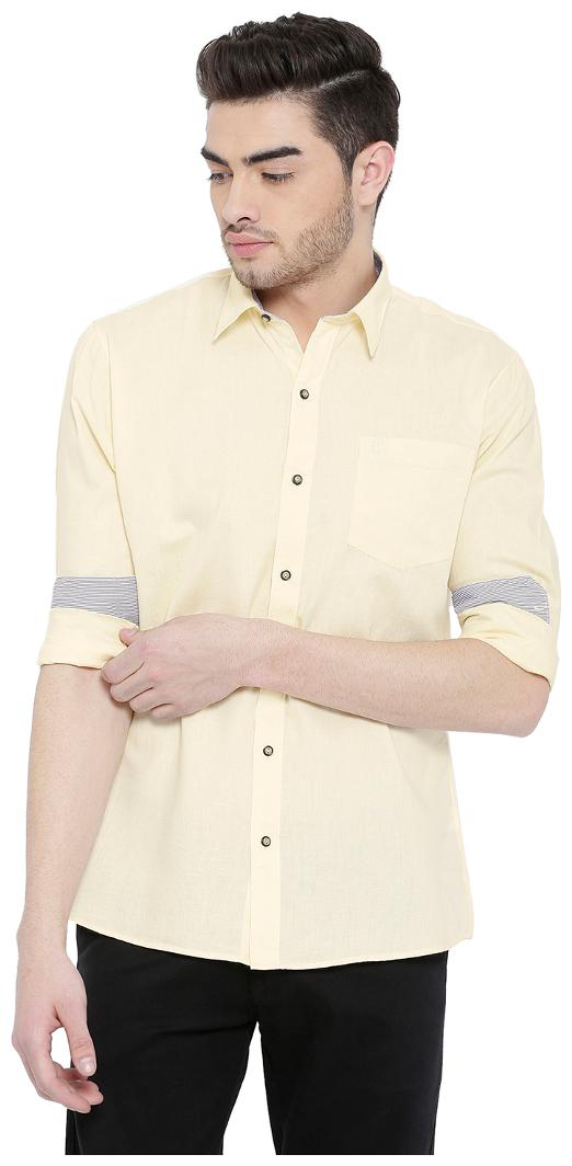 

Duke Men Yellow Solid Slim Fit Casual Shirt