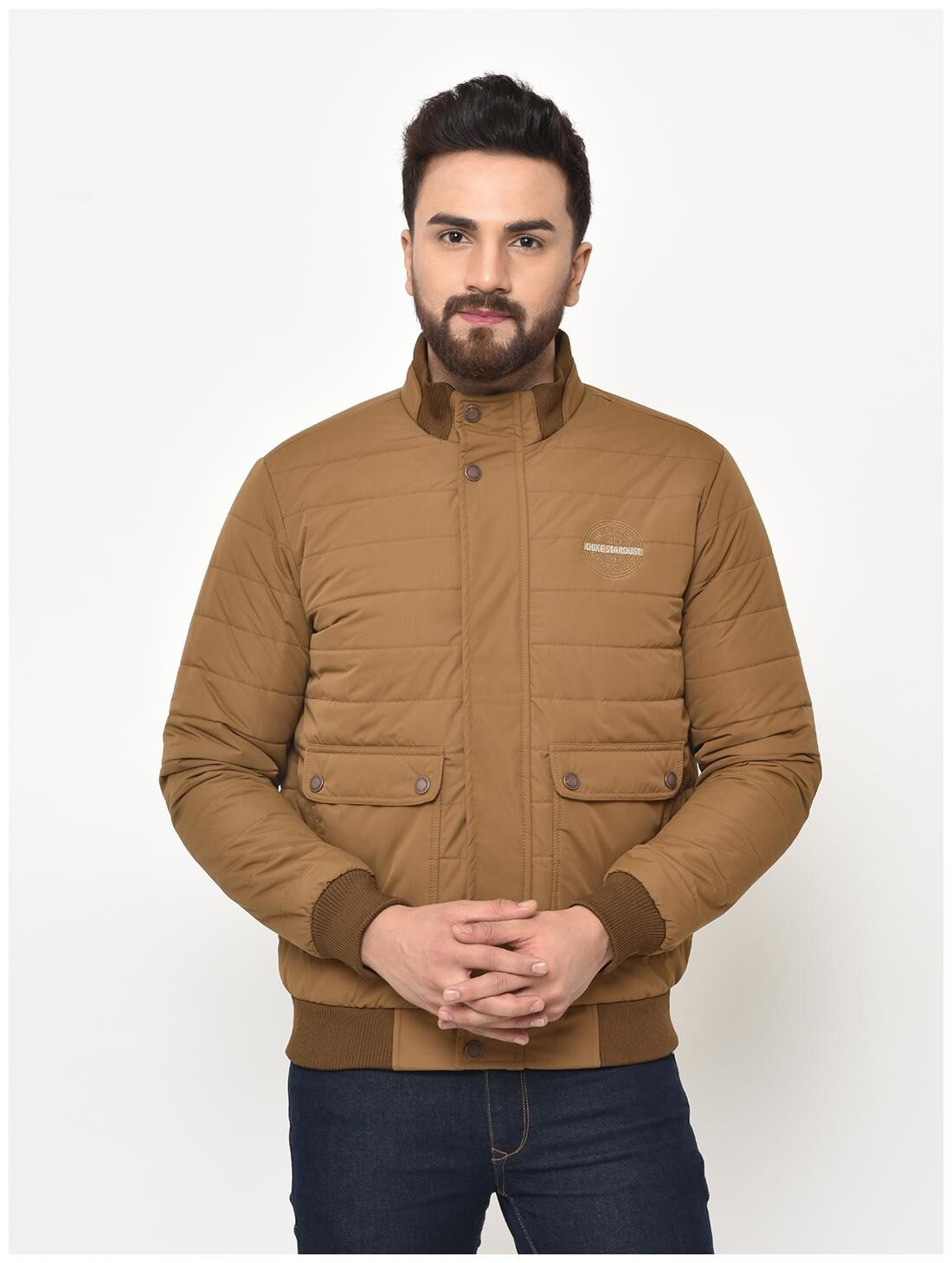 

Duke Men Beige Solid Bomber jacket