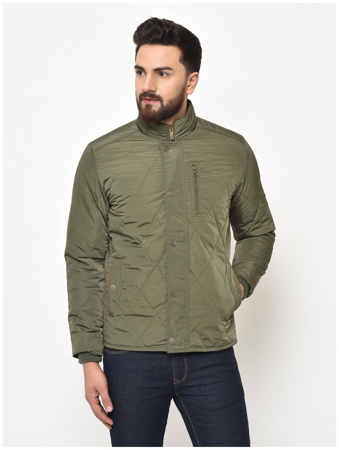 

Duke Men Green Solid Bomber jacket