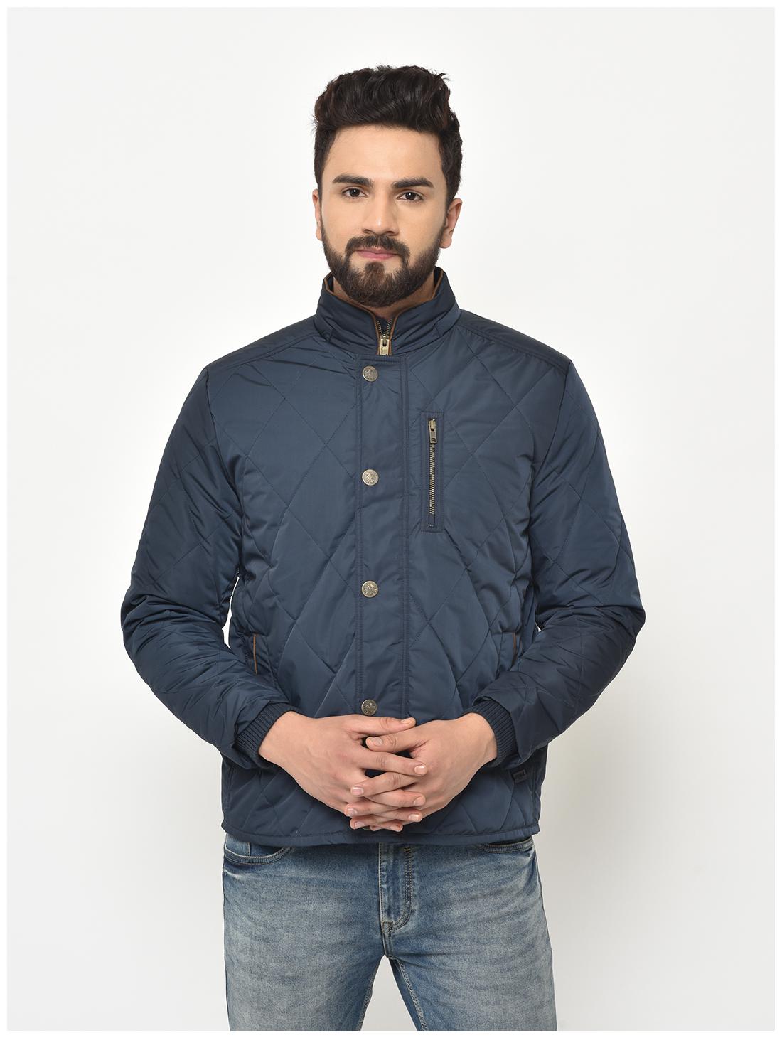 

Duke Men Blue Solid Bomber jacket
