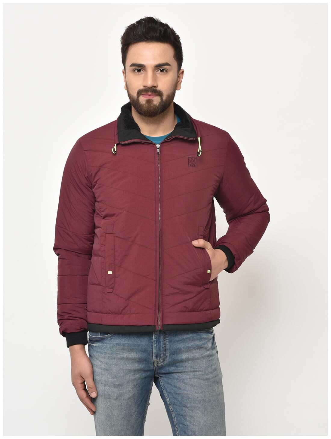 

Duke Men Red Solid Bomber jacket