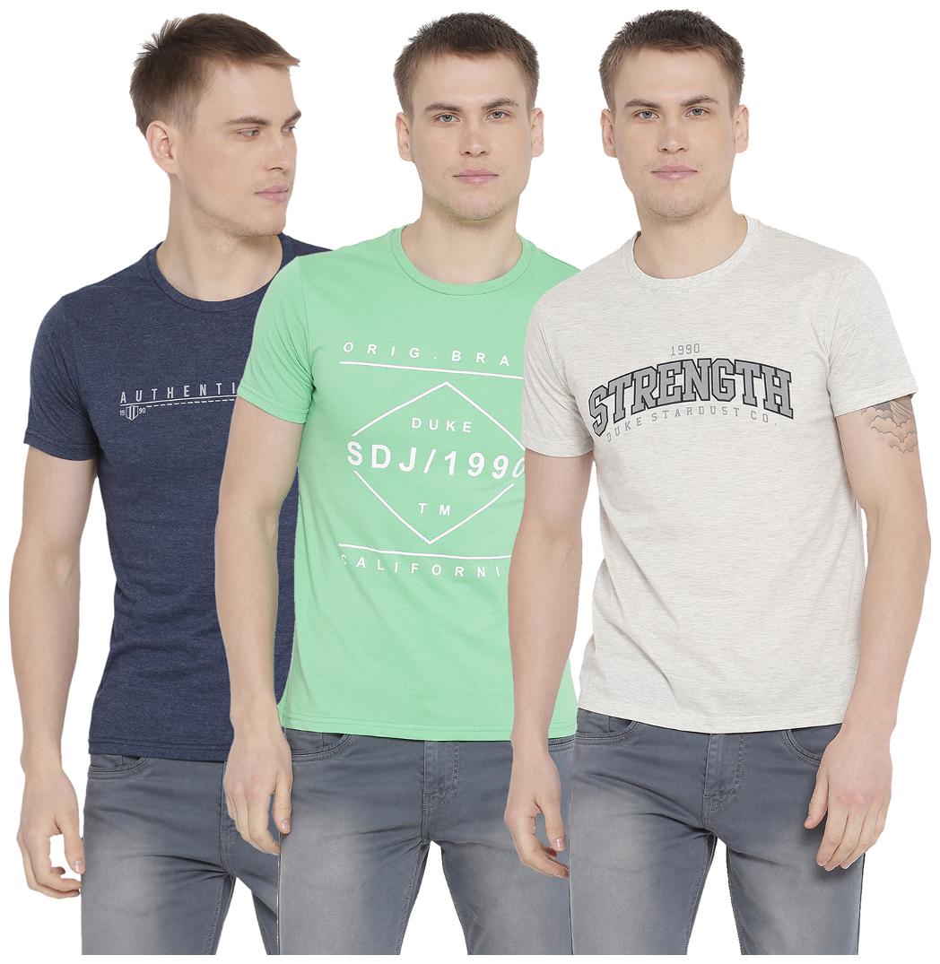 

Duke Men Multi Regular fit Cotton Blend Round neck T-Shirt - Pack Of 3