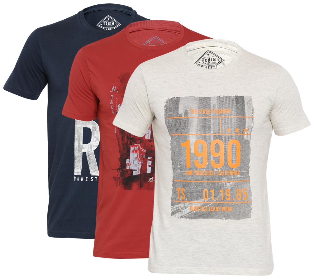 

Duke Men Multi Regular fit Cotton Round neck T-Shirt - Pack Of 3