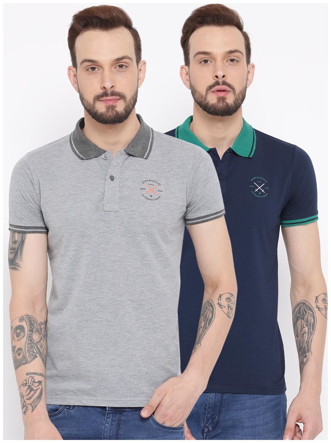 

Duke Men Multi Regular fit Cotton Polo collar T-Shirt - Pack Of 2