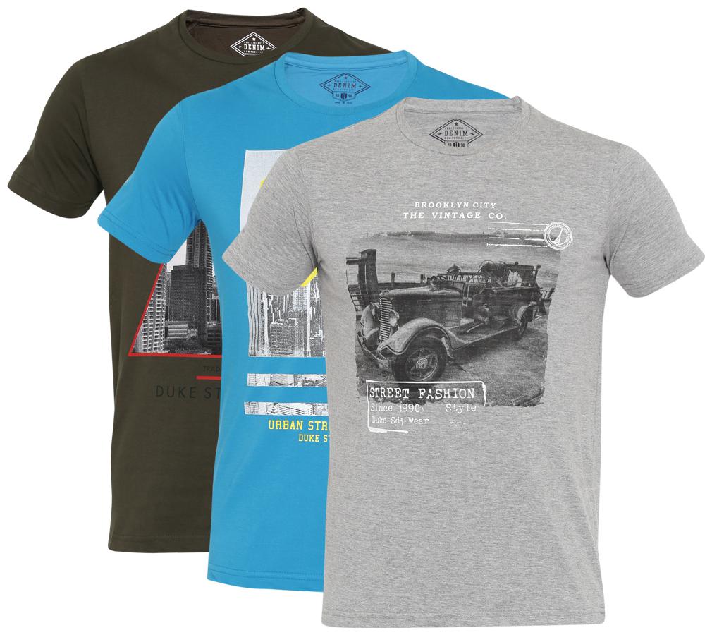 

Duke Men Multi Regular fit Cotton Round neck T-Shirt - Pack Of 3