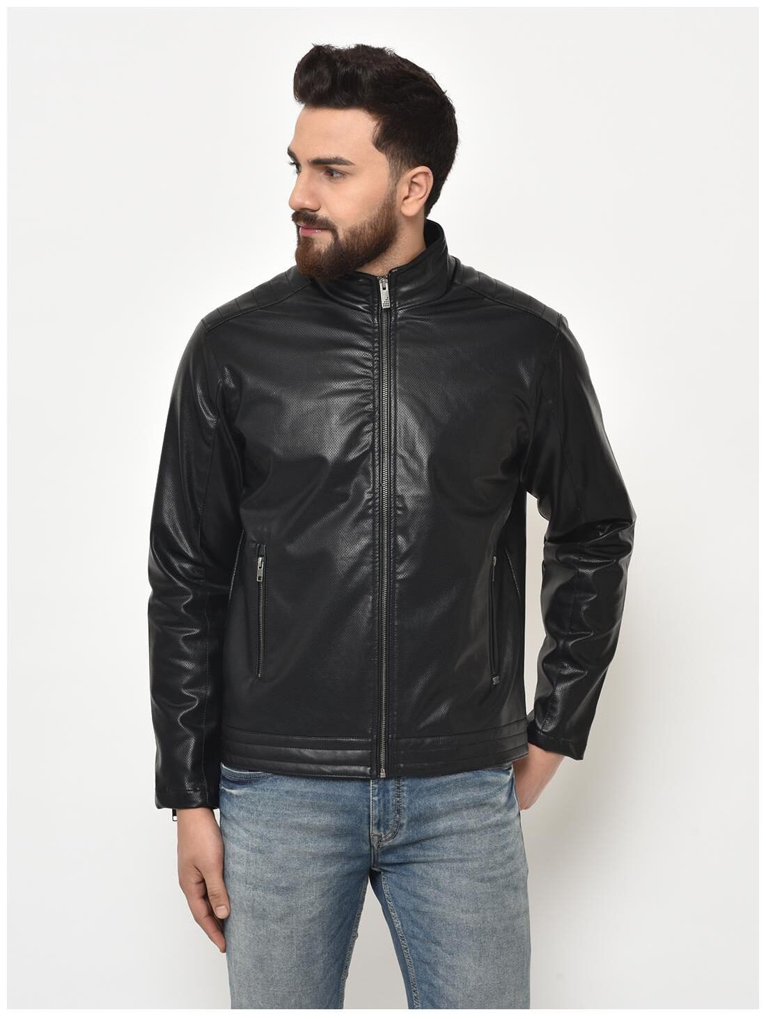 

Duke Men Black Solid Bomber jacket