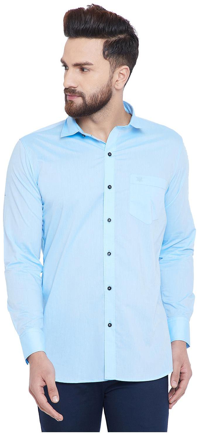 

Duke Men Blue Solid Regular Fit Casual Shirt