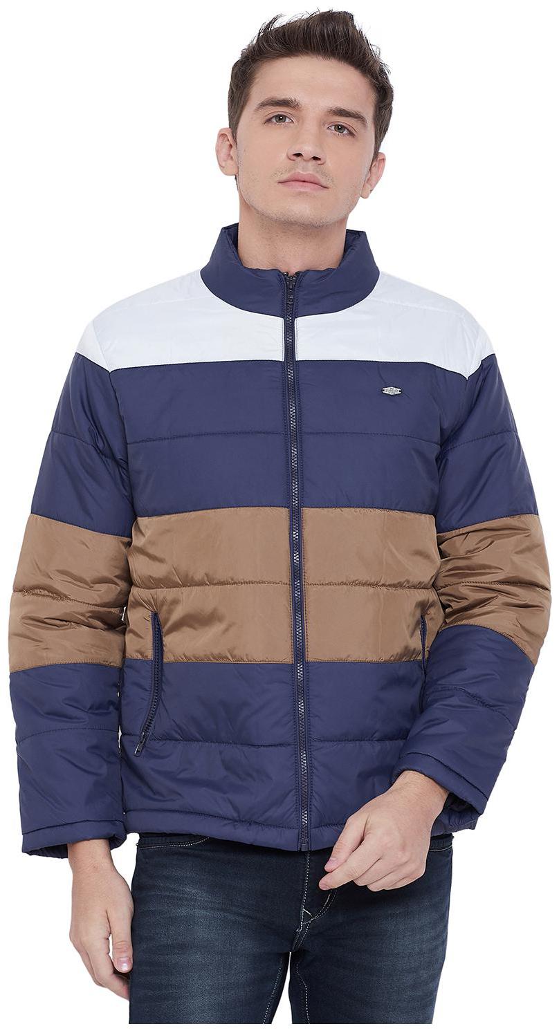

Duke Men Blue Striped Bomber jacket