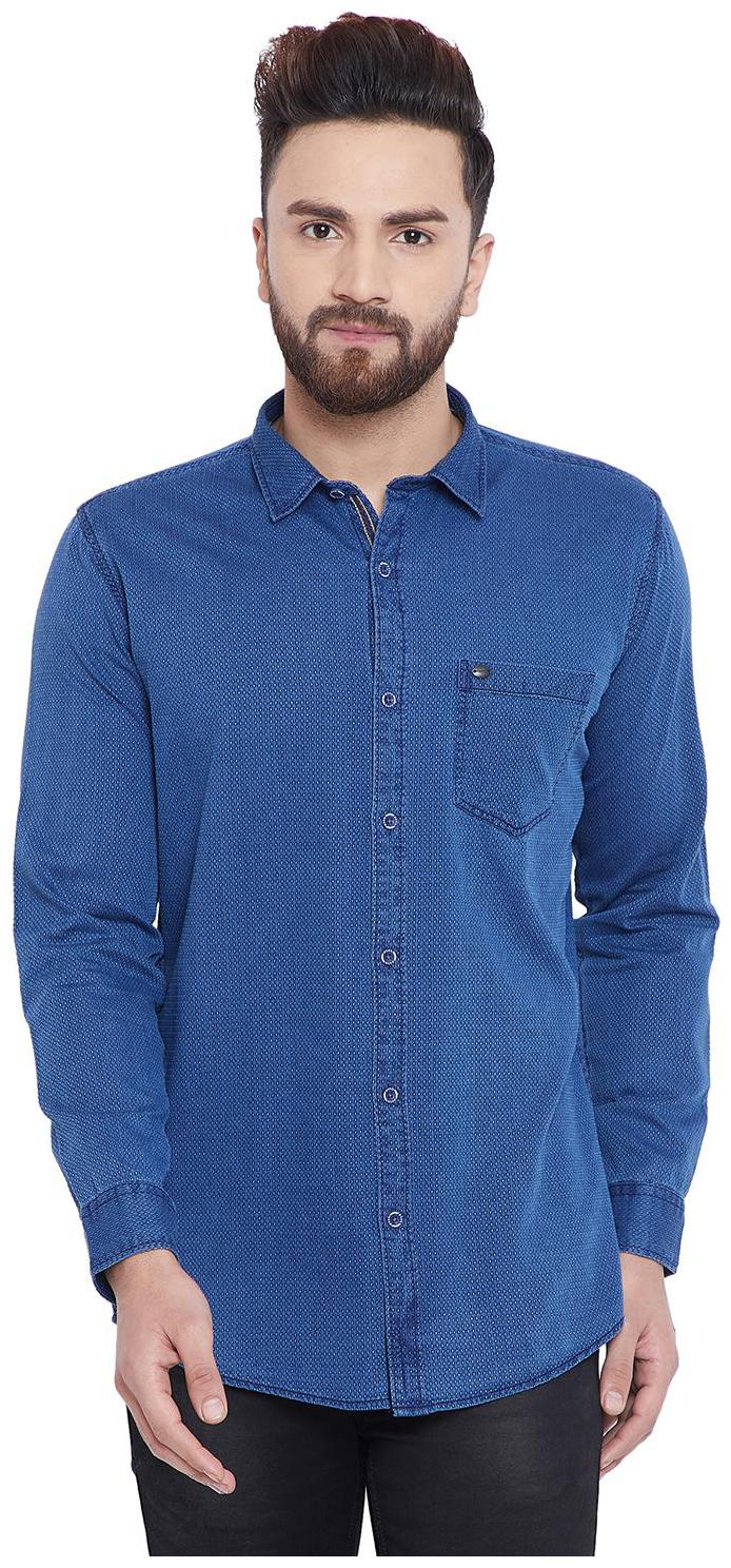 

Duke Men Blue Solid Regular Fit Casual Shirt
