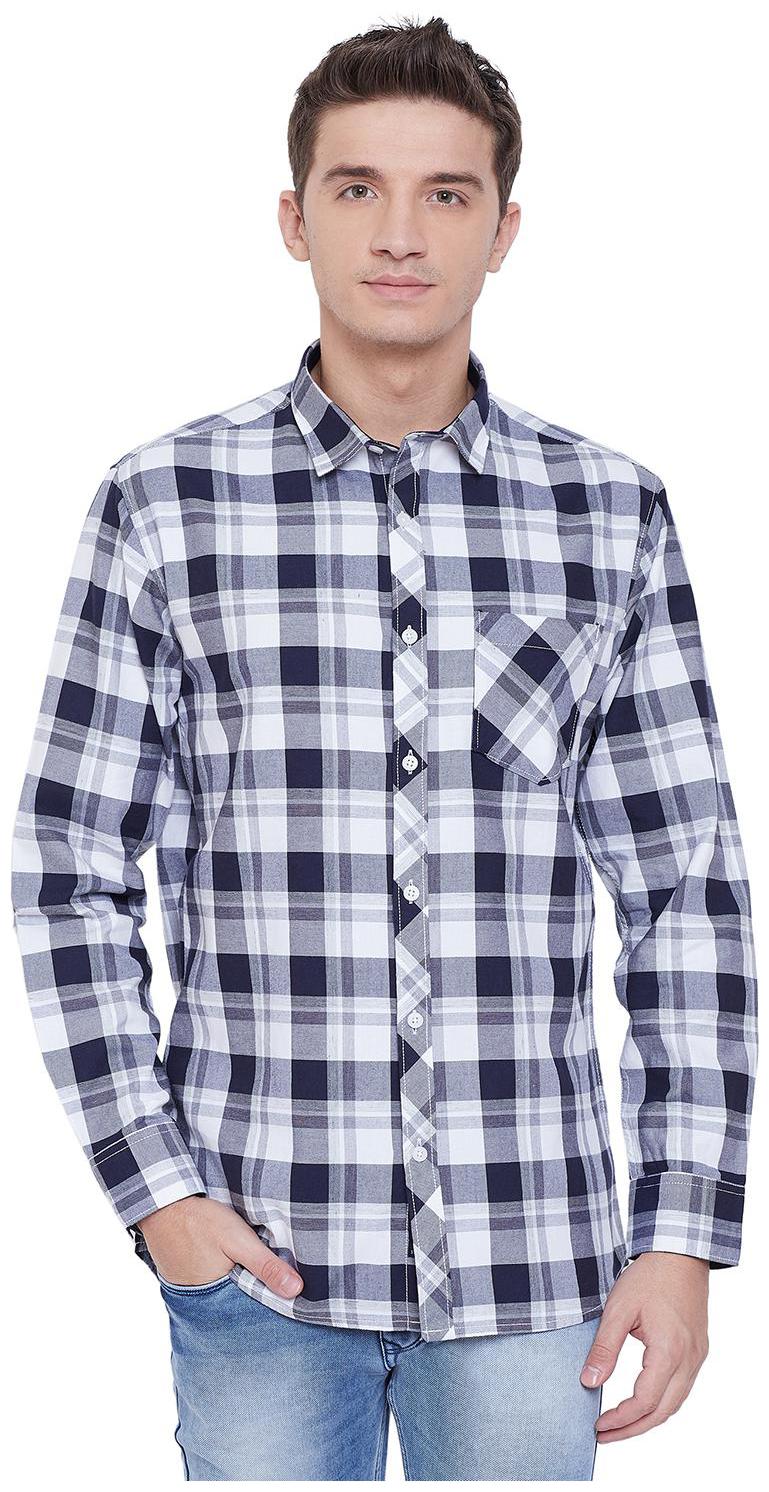 

Duke Men Blue Checked Regular Fit Casual Shirt