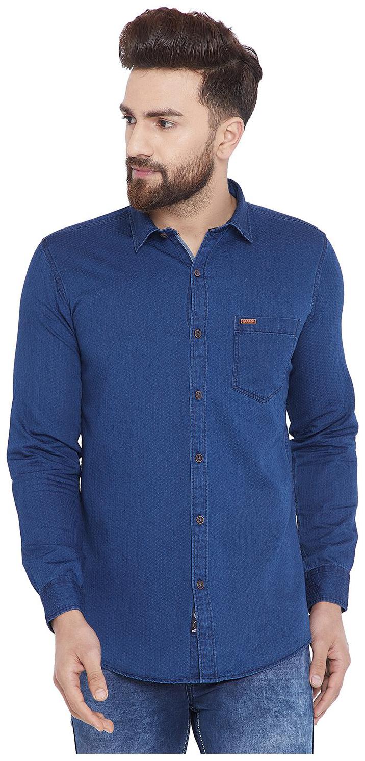 

Duke Men Blue Solid Regular Fit Casual Shirt