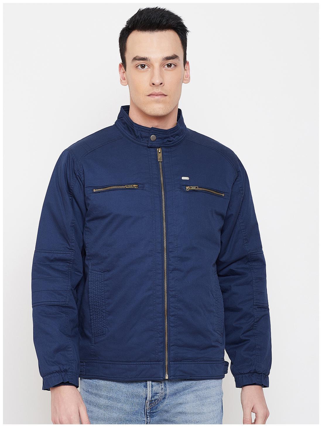 

Duke Men Blue Solid Bomber jacket