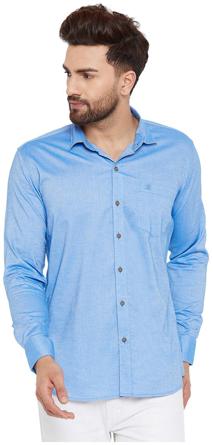 

Duke Men Blue Solid Slim Fit Casual Shirt
