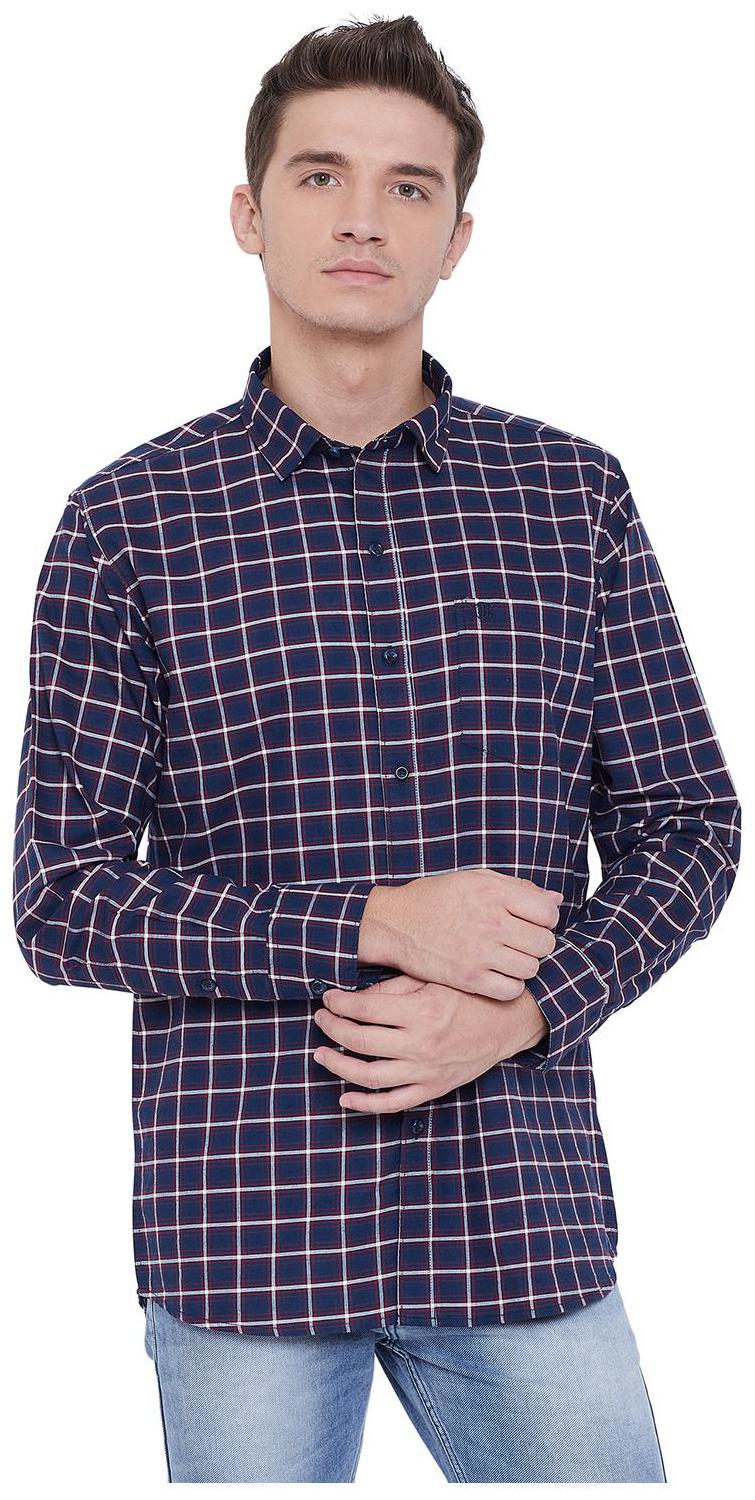 

Duke Men Blue Checked Regular Fit Casual Shirt