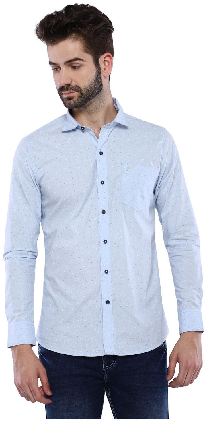 

Duke Men Blue Polka Dots Regular Fit Casual Shirt