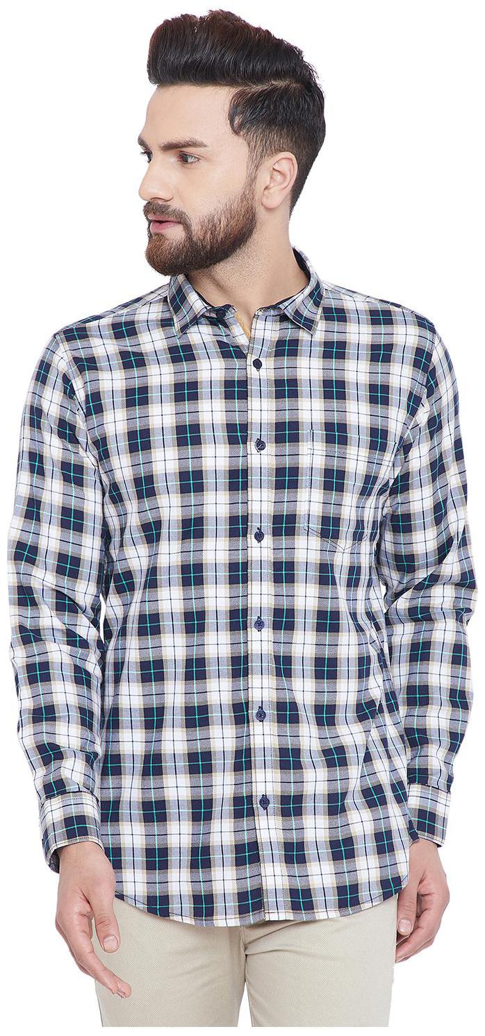 

Duke Men Blue Checked Regular Fit Casual Shirt