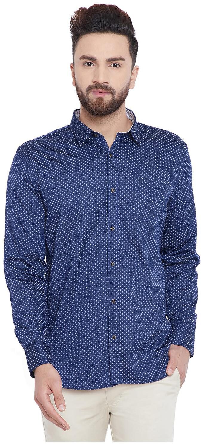 

Duke Men Blue Printed Regular Fit Casual Shirt
