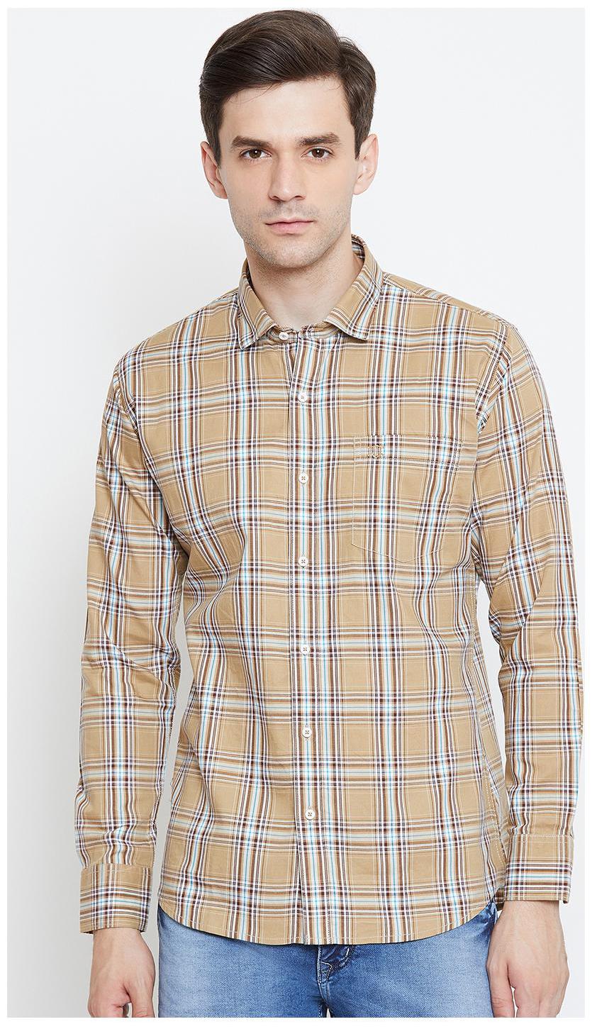 

Duke Men Brown Checked Slim Fit Casual Shirt