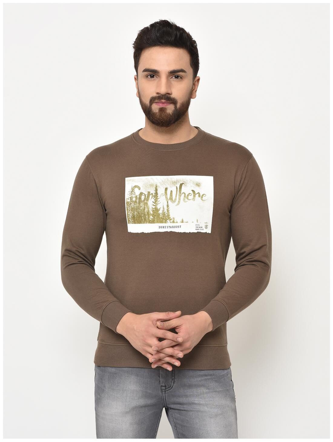 

Duke Men Brown Round neck Sweatshirt
