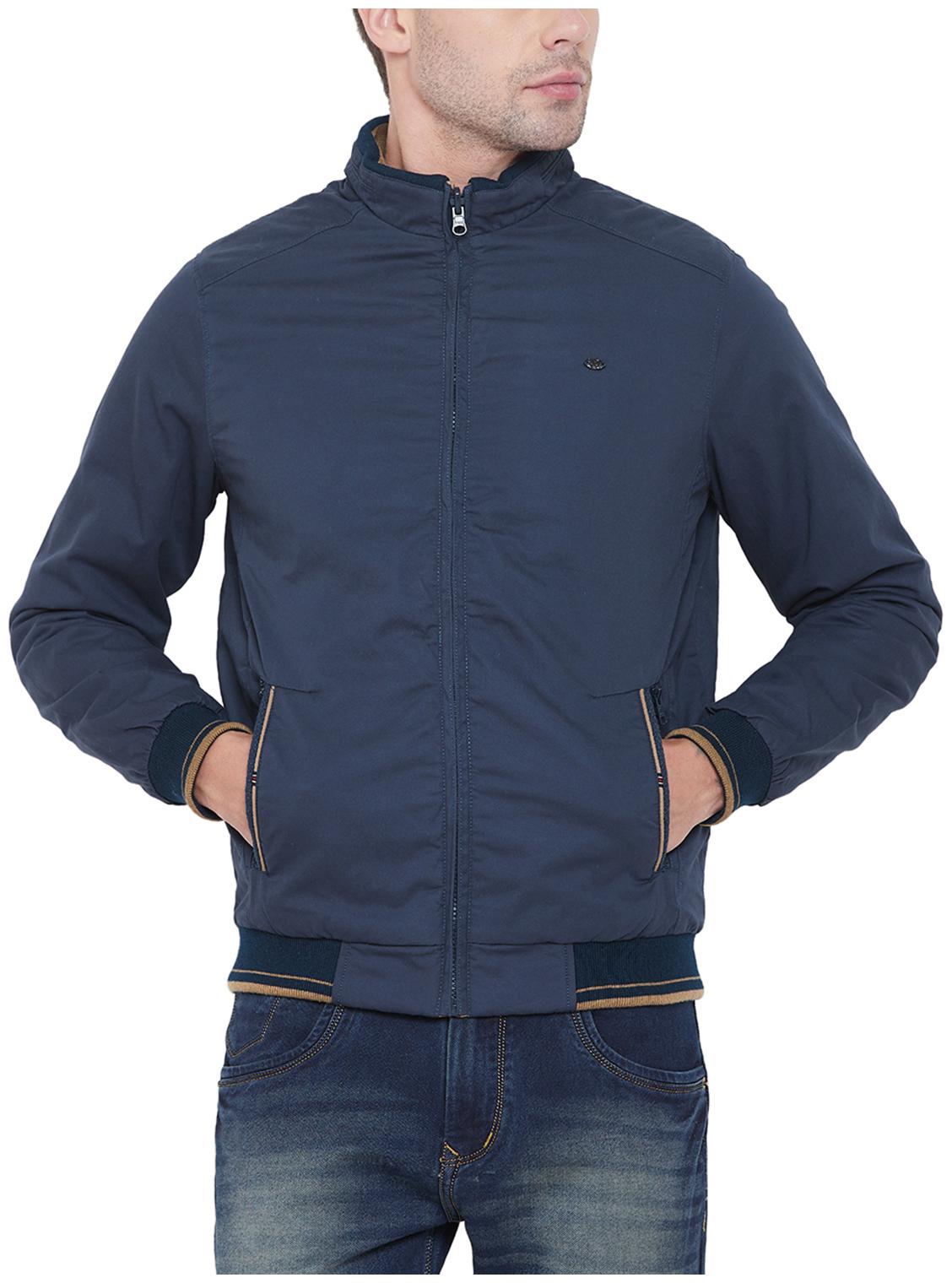 

Duke Men Blue Solid Bomber jacket