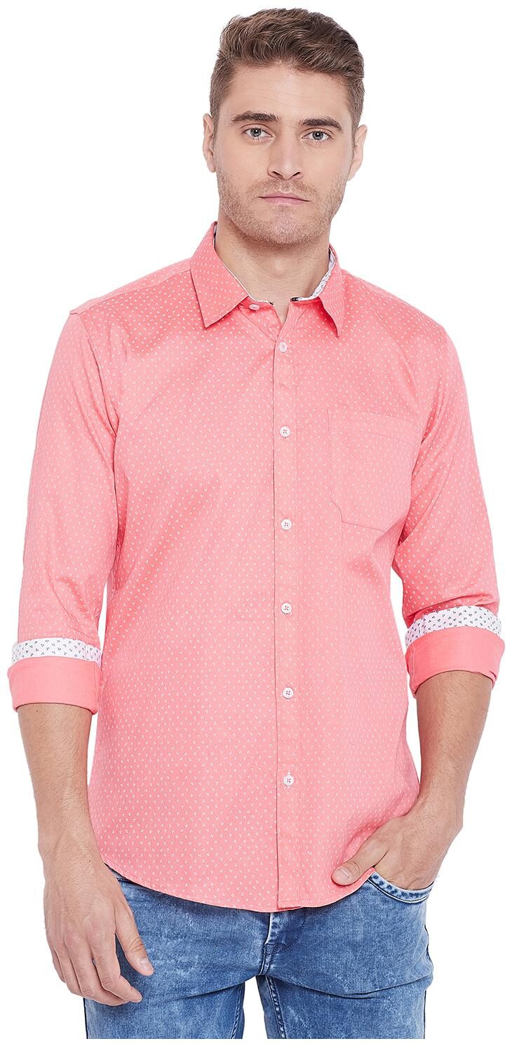 

Duke Men Pink Printed Regular Fit Casual Shirt
