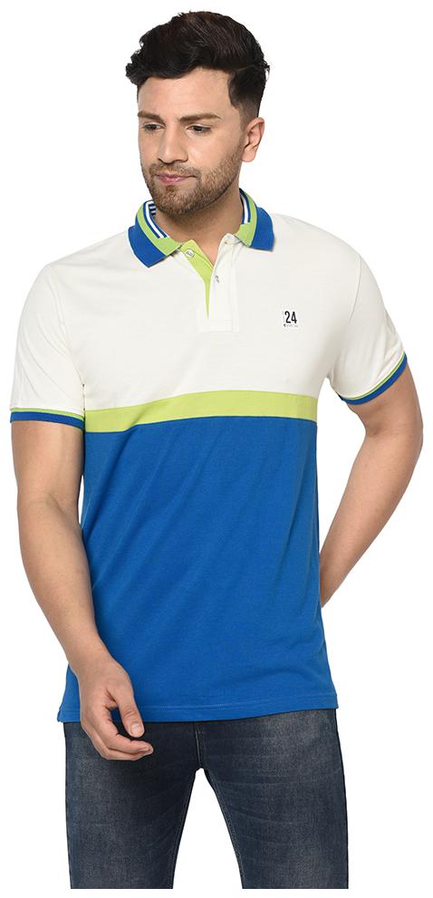 

Duke Men White Blue Regular fit Cotton Polo collar T-Shirt - Pack Of 1