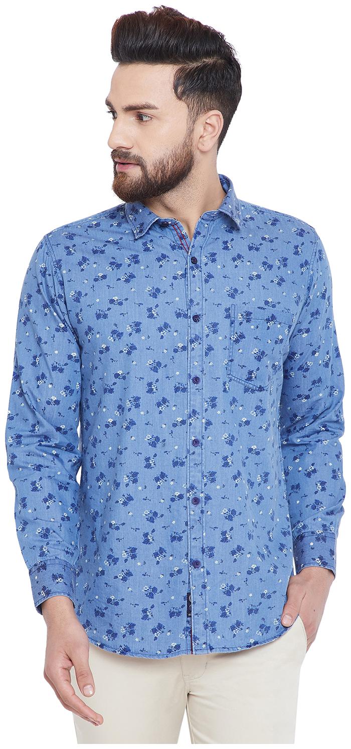 

Duke Men Blue Printed Regular Fit Casual Shirt