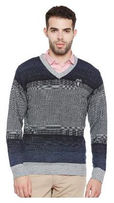 

Duke Men Grey V neck Pullover