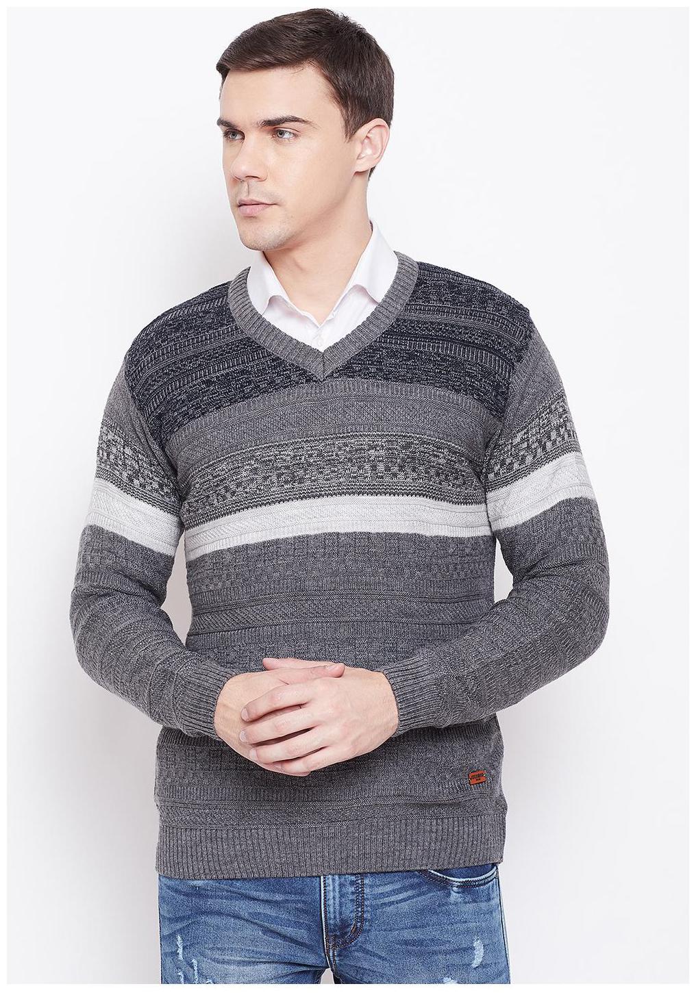 

Duke Men Grey V neck Pullover