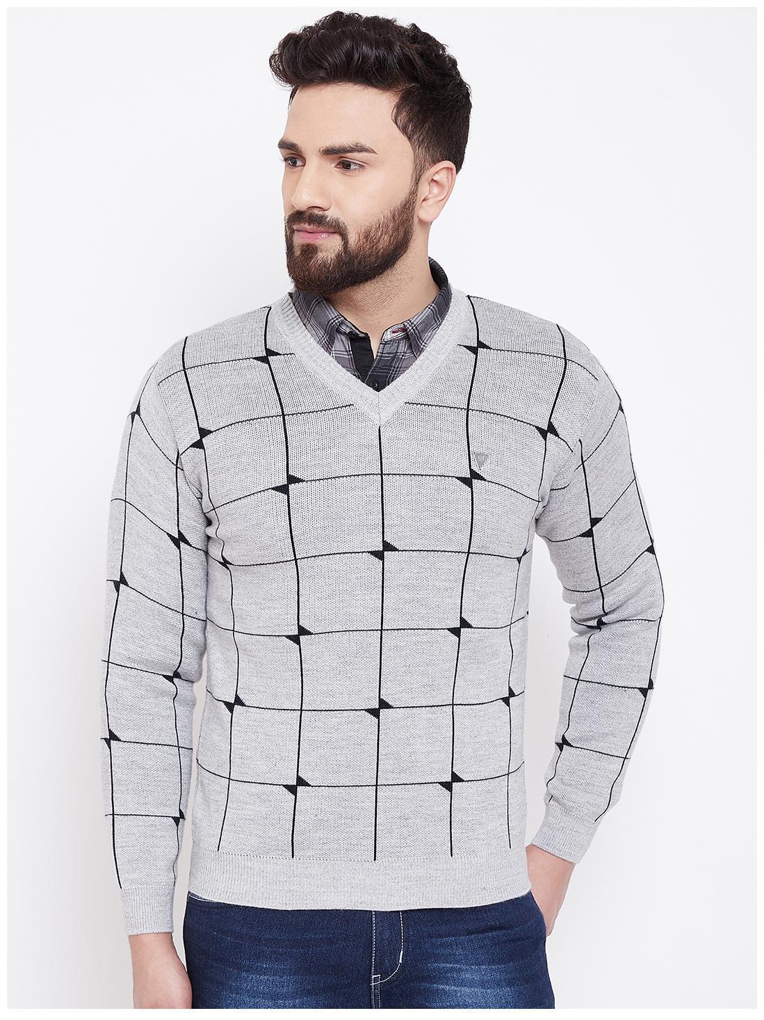 

Duke Men Grey V neck Pullover