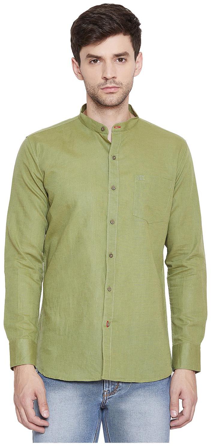 

Duke Men Green Solid Slim Fit Casual Shirt