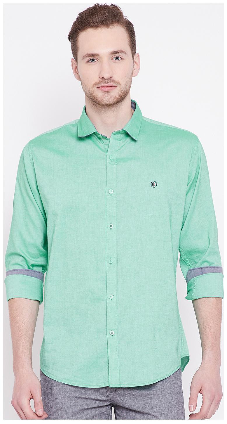 

Duke Men Green Solid Slim Fit Casual Shirt
