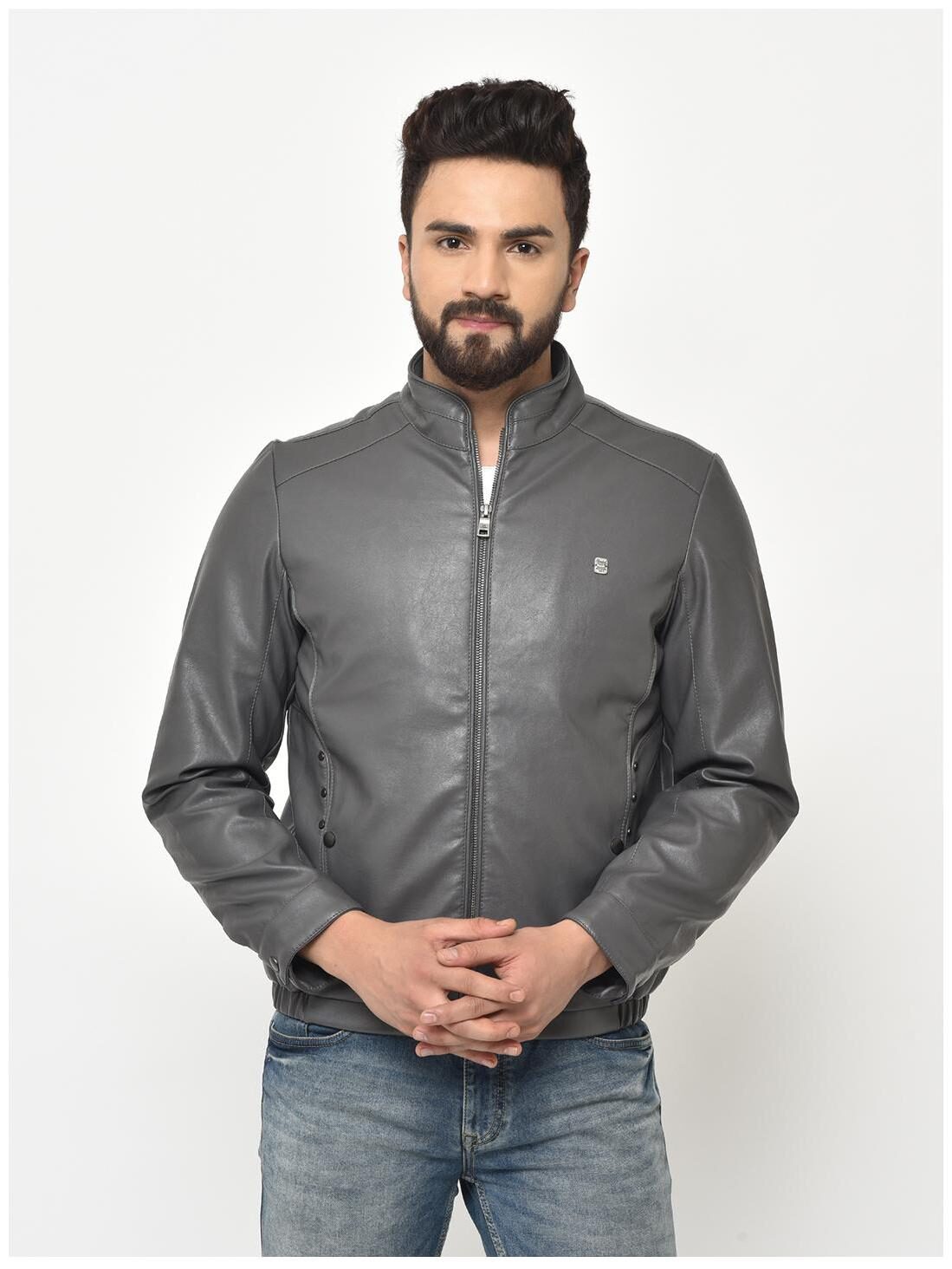 

Duke Men Grey Solid Bomber jacket