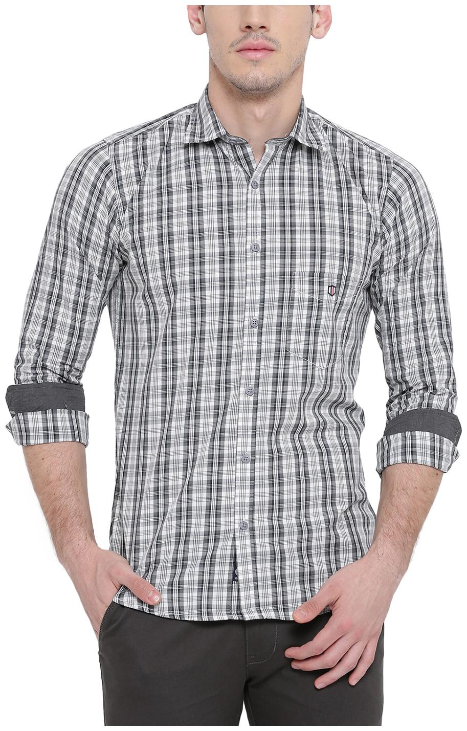 

Duke Men Grey Checked Regular Fit Casual Shirt