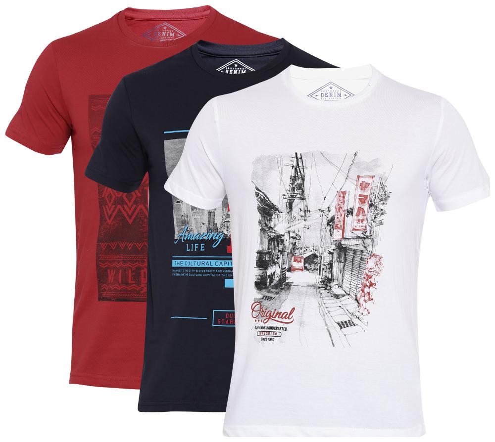 

Duke Men Multi Regular fit Cotton Round neck T-Shirt - Pack Of 3