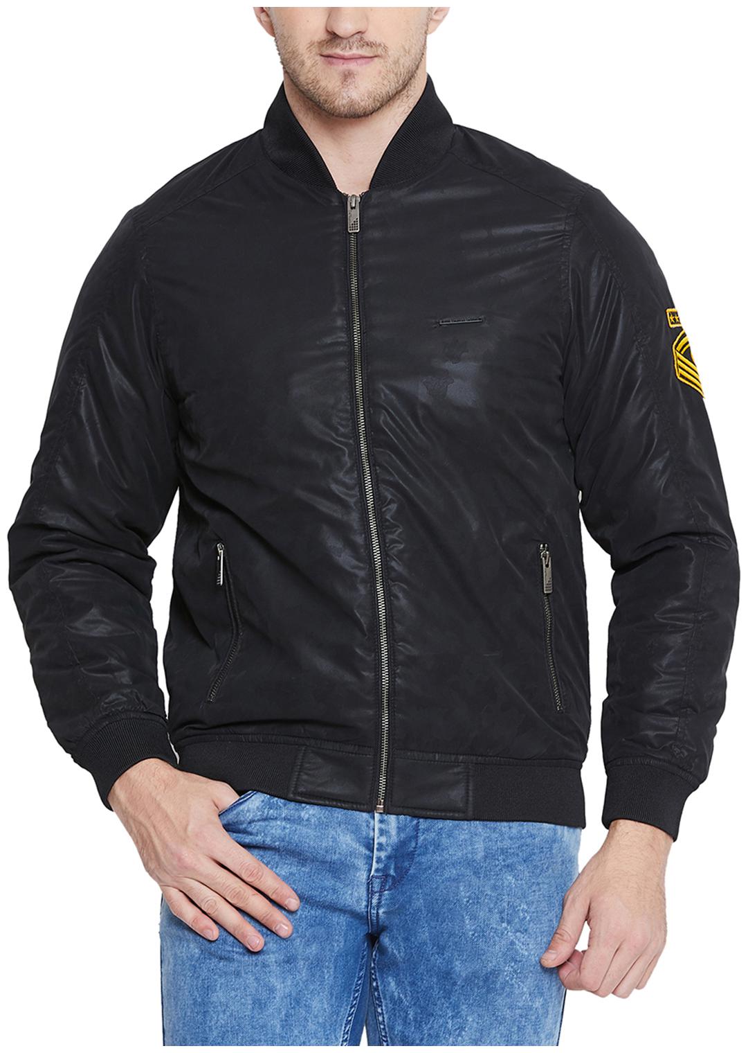 

Duke Men Black Solid Bomber jacket
