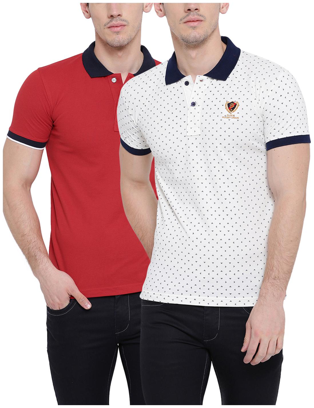 

Duke Men White Regular fit Cotton Polo collar T-Shirt - Pack Of 2