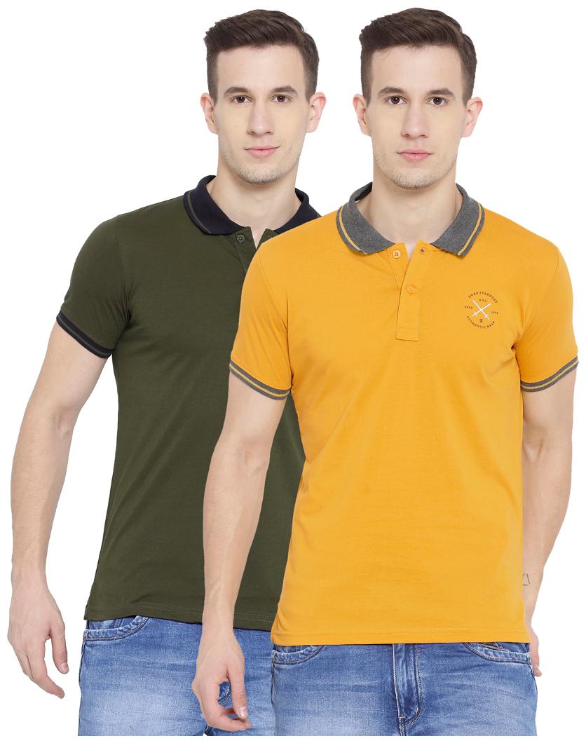 

Duke Men Multi Regular fit Cotton Polo collar T-Shirt - Pack Of 2
