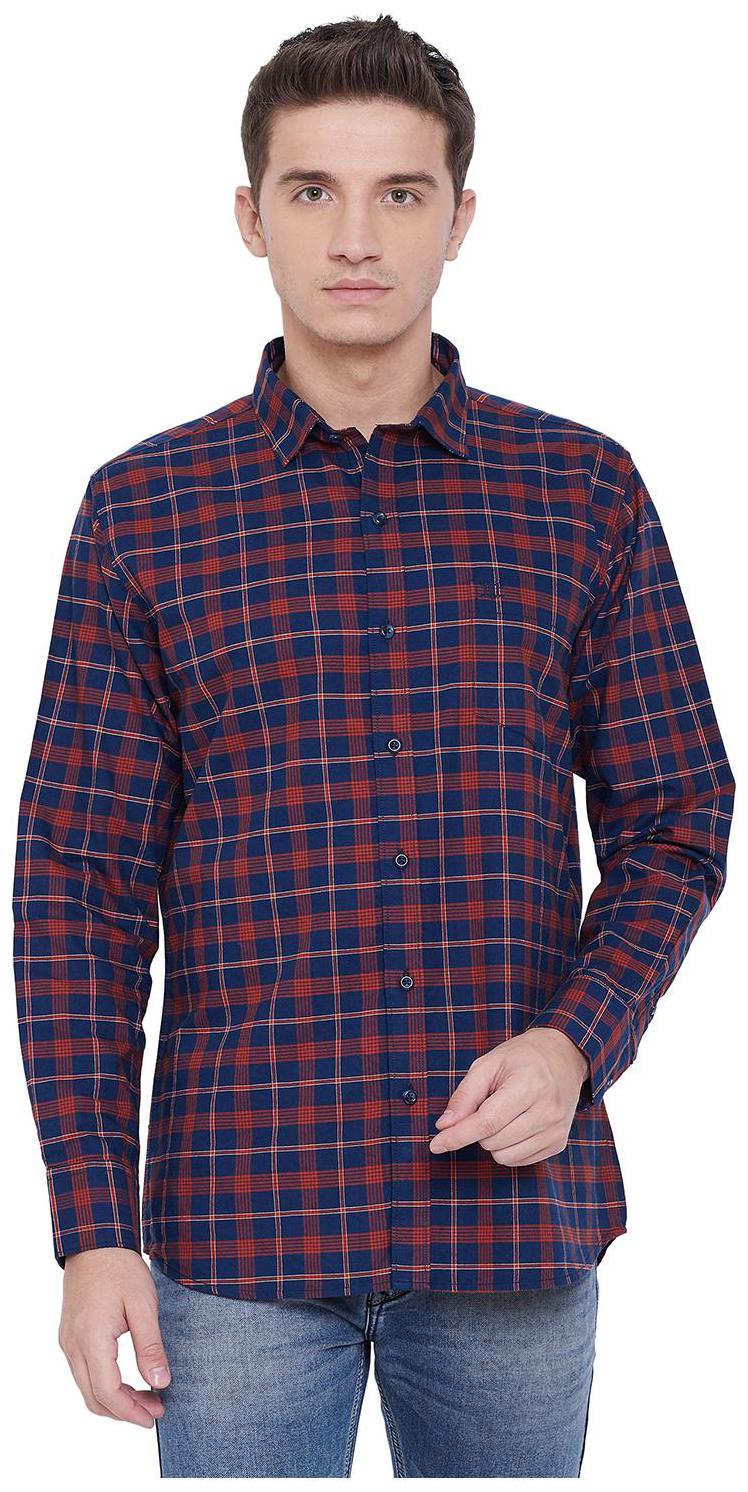 

Duke Men Navy Blue Checked Regular Fit Casual Shirt