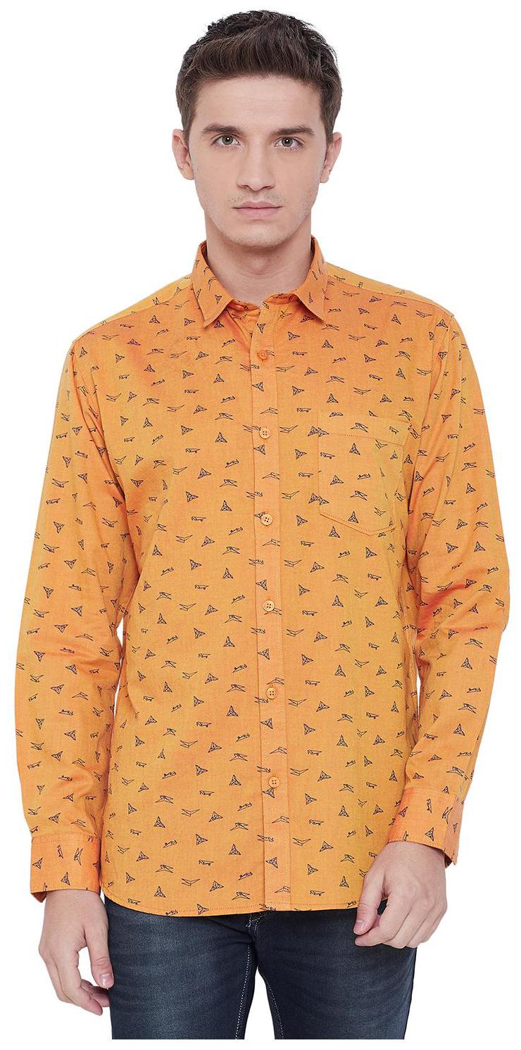 

Duke Men Orange Checked Regular Fit Casual Shirt